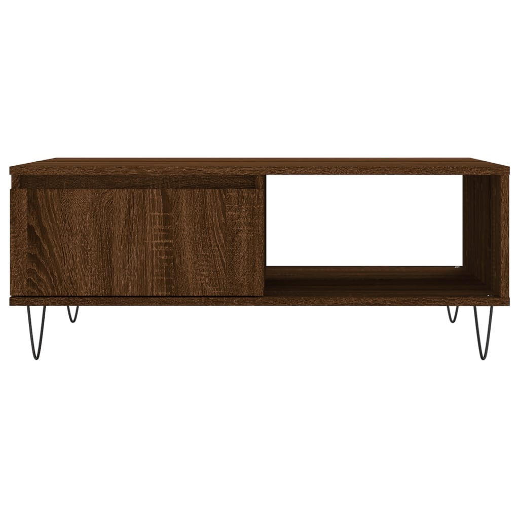 VidaXL Salontafel 90x60x35 cm bewerkt hout bruineikenkleurig