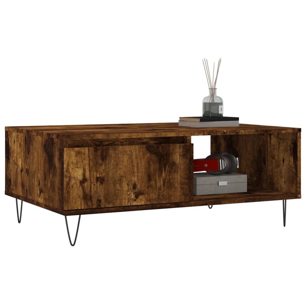 VidaXL Salontafel 90x60x35 cm bewerkt hout gerookt eikenkleurig