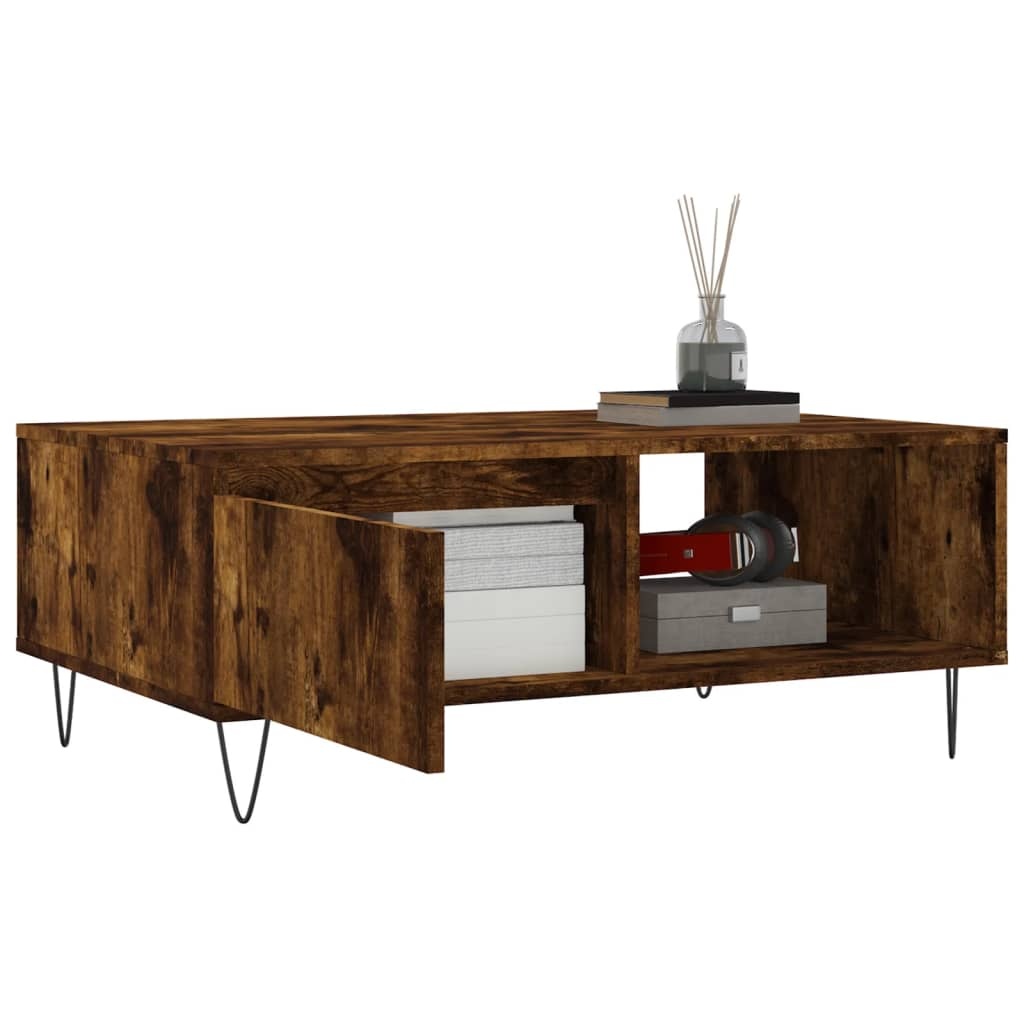 VidaXL Salontafel 90x60x35 cm bewerkt hout gerookt eikenkleurig