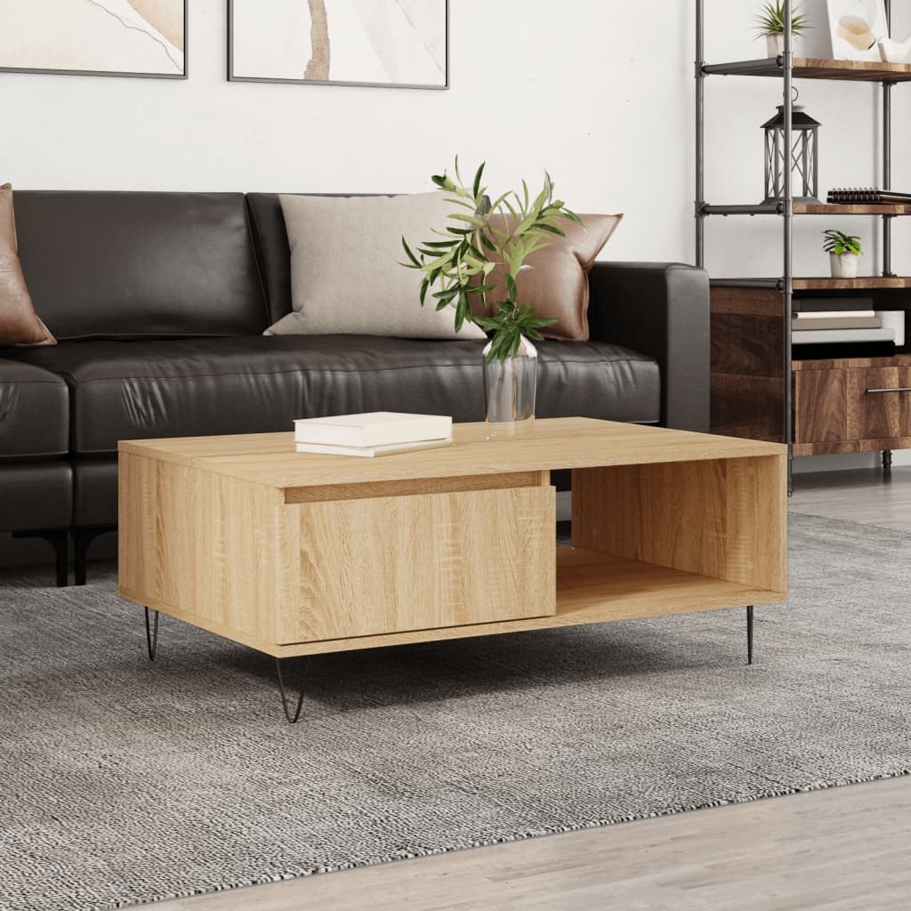 VidaXL Salontafel 90x60x35 cm bewerkt hout sonoma eikenkleurig