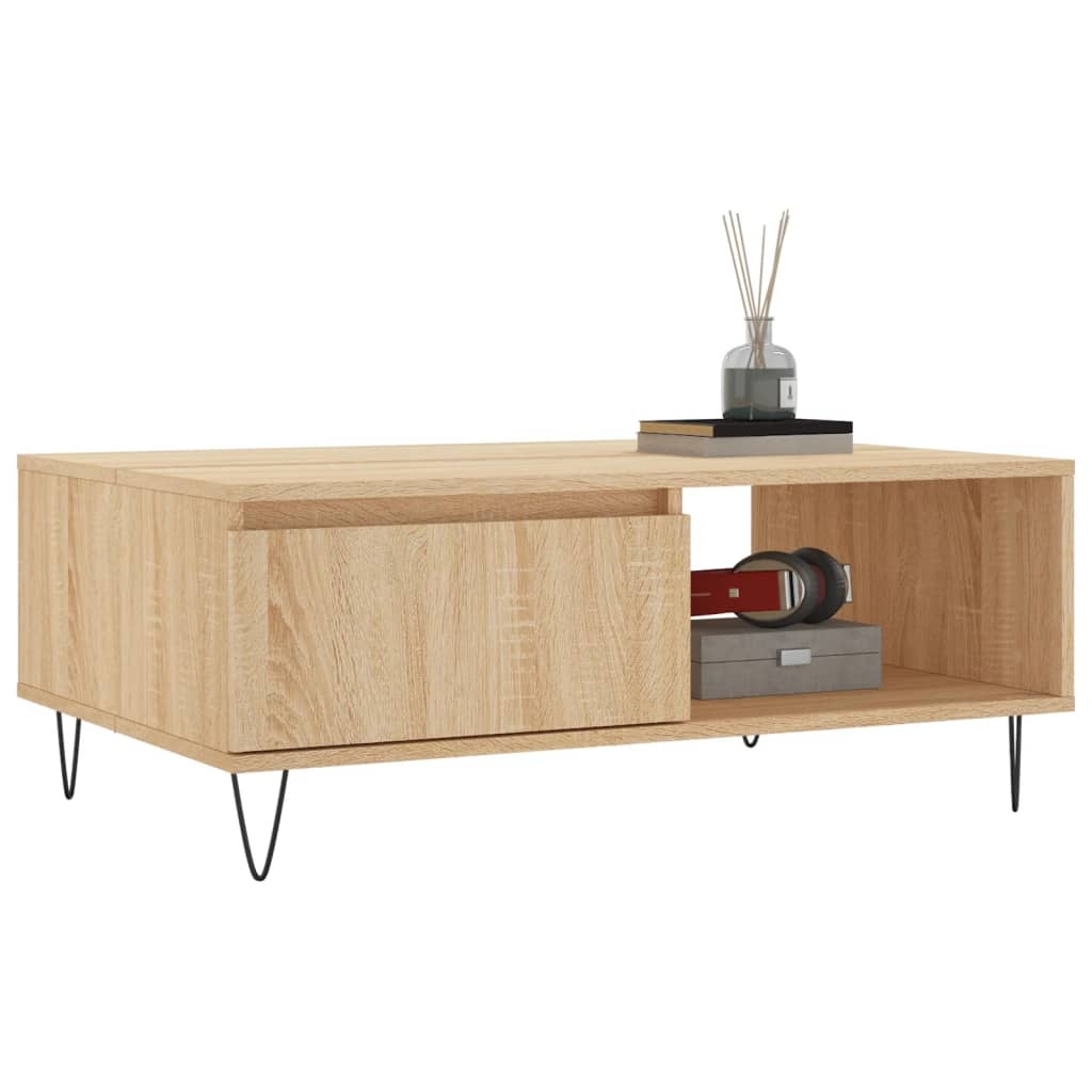VidaXL Salontafel 90x60x35 cm bewerkt hout sonoma eikenkleurig