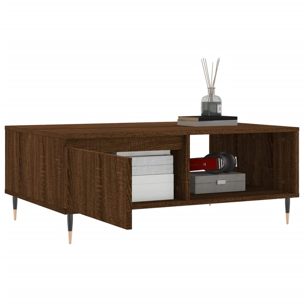 VidaXL Salontafel 90x60x35 cm bewerkt hout bruineikenkleurig