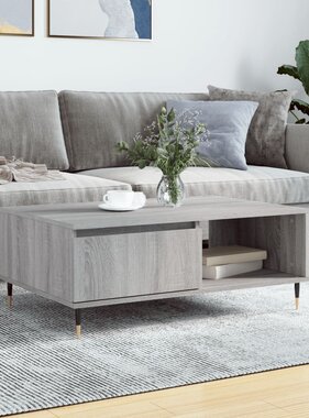 VidaXL Salontafel 90x60x35 cm bewerkt hout grijs sonoma eikenkleurig