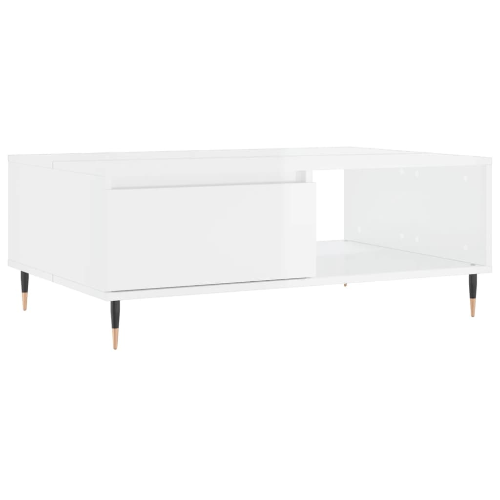 VidaXL Salontafel 90x60x35 cm bewerkt hout hoogglans wit