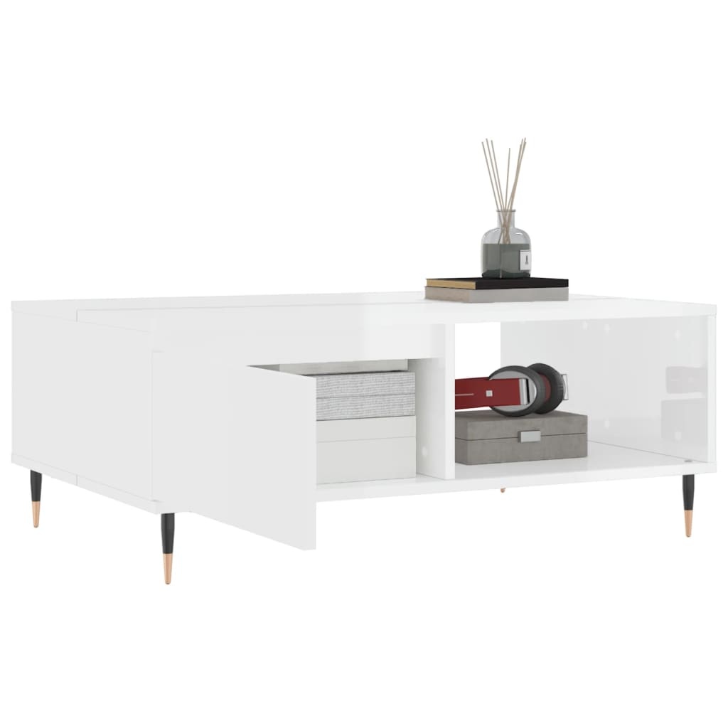 VidaXL Salontafel 90x60x35 cm bewerkt hout hoogglans wit