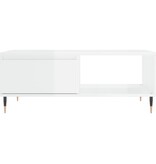 VidaXL Salontafel 90x60x35 cm bewerkt hout hoogglans wit