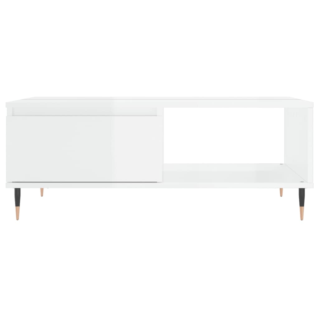 VidaXL Salontafel 90x60x35 cm bewerkt hout hoogglans wit