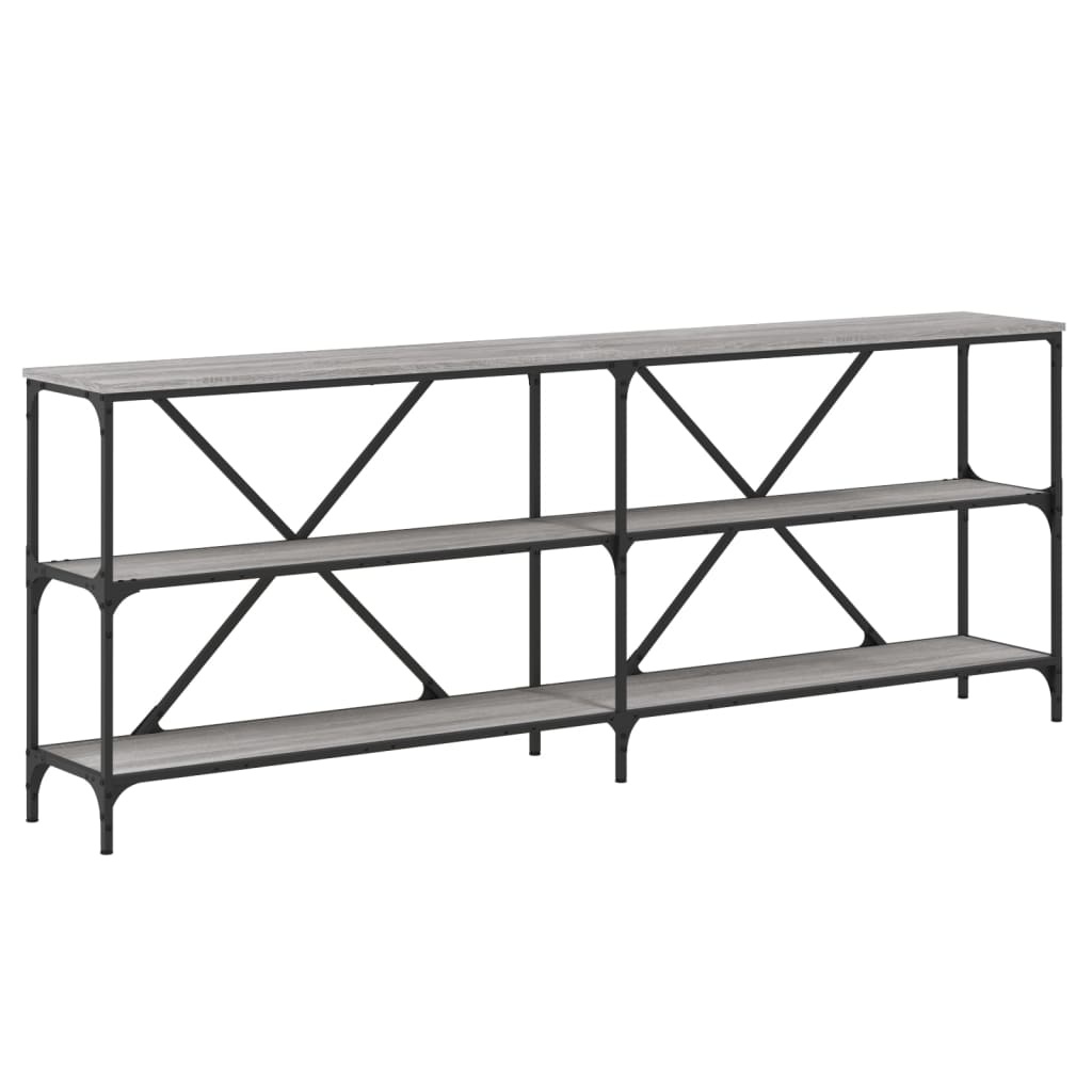 VidaXL Wandtafel 200x30x75 cm bewerkt hout en ijzer grijs sonoma eiken