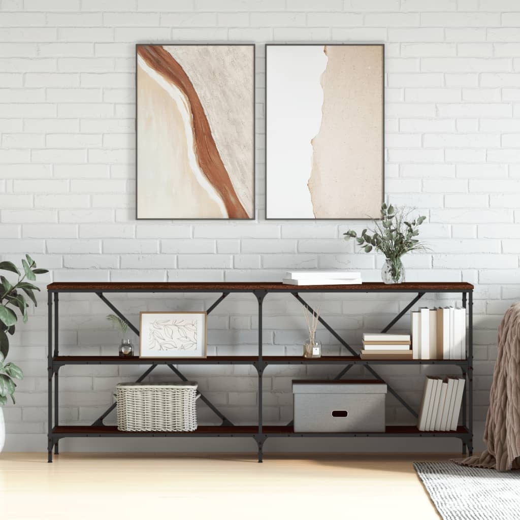 VidaXL Wandtafel 180x30x75 cm bewerkt hout en ijzer bruineikenkleurig