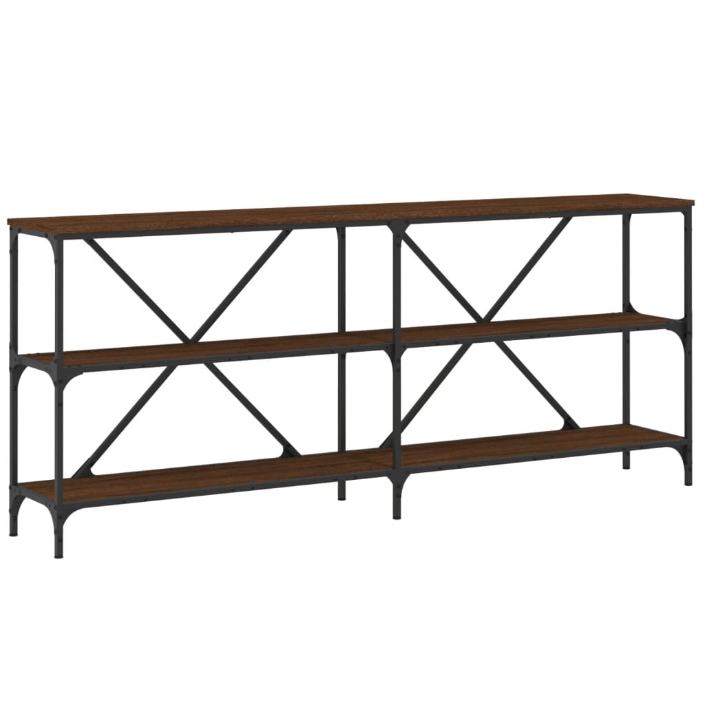 VidaXL Wandtafel 180x30x75 cm bewerkt hout en ijzer bruineikenkleurig