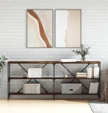 VidaXL Wandtafel 180x30x75 cm bewerkt hout en ijzer gerookt eikenkleur