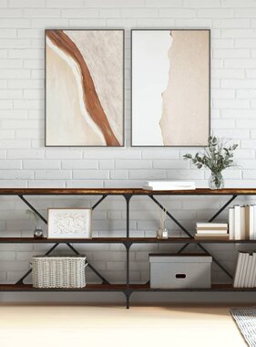 VidaXL Wandtafel 180x30x75 cm bewerkt hout en ijzer gerookt eikenkleur