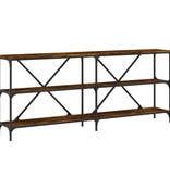 VidaXL Wandtafel 180x30x75 cm bewerkt hout en ijzer gerookt eikenkleur