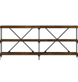 VidaXL Wandtafel 180x30x75 cm bewerkt hout en ijzer gerookt eikenkleur