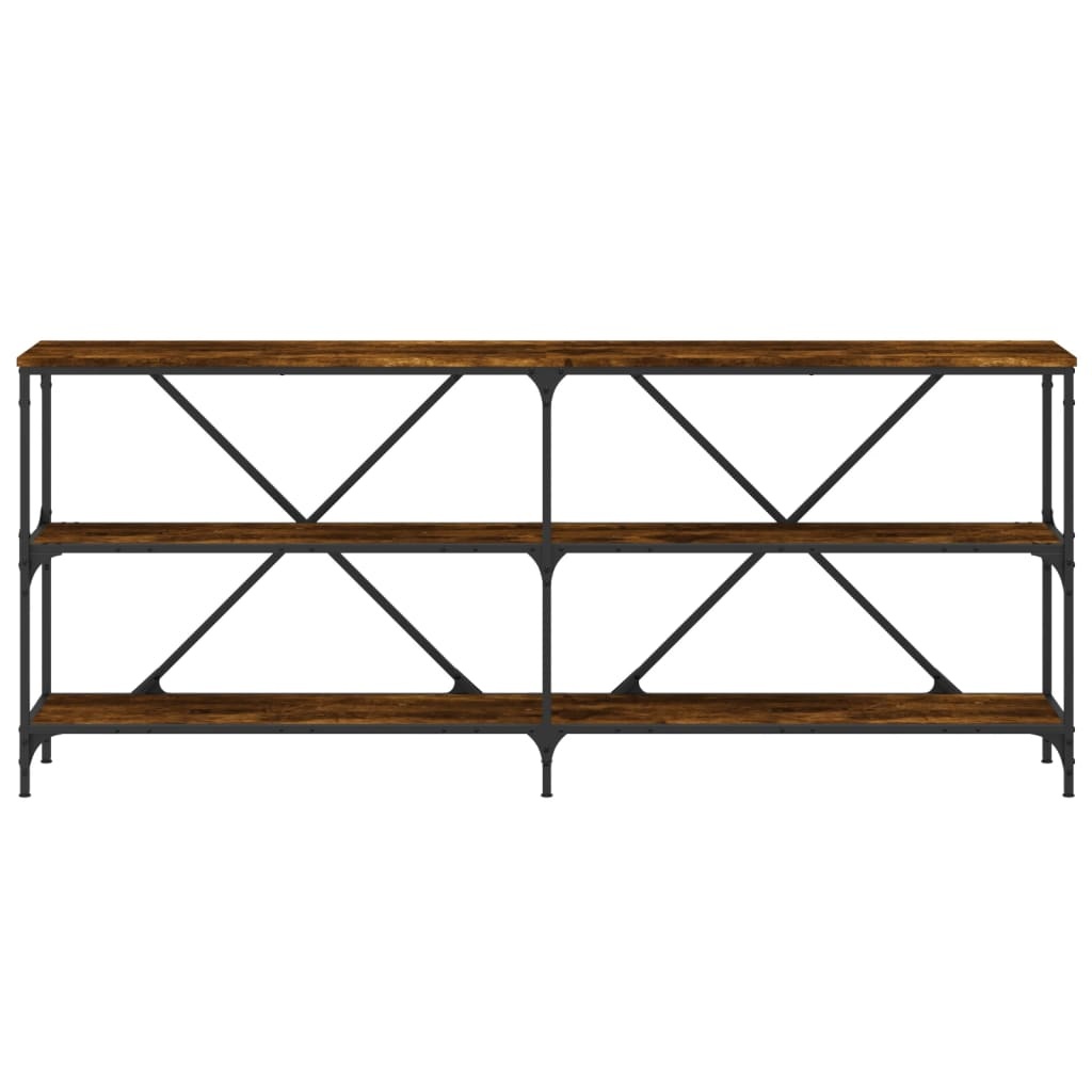 VidaXL Wandtafel 180x30x75 cm bewerkt hout en ijzer gerookt eikenkleur
