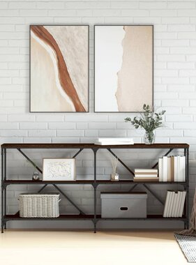 VidaXL Wandtafel 160x30x75 cm bewerkt hout en ijzer bruineikenkleurig