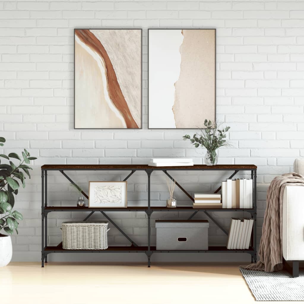 VidaXL Wandtafel 160x30x75 cm bewerkt hout en ijzer bruineikenkleurig