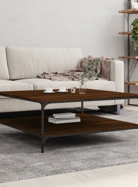 VidaXL Salontafel 100x100x40 cm bewerkt hout bruineikenkleurig