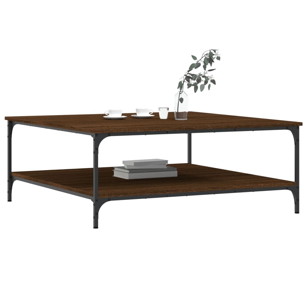 VidaXL Salontafel 100x100x40 cm bewerkt hout bruineikenkleurig