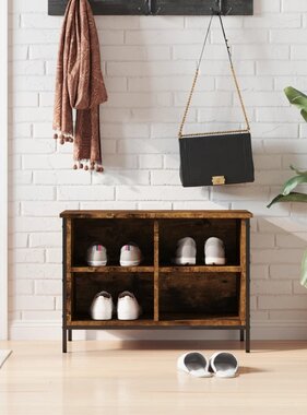 VidaXL Schoenenkast 69x35x50 cm bewerkt hout gerookt eikenkleurig