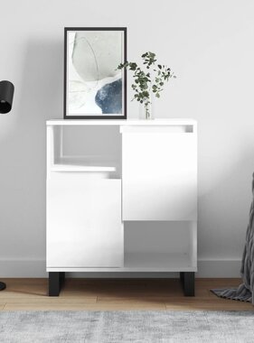 VidaXL Dressoir 60x35x70 cm bewerkt hout hoogglans wit