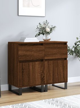 VidaXL Dressoirs 2 st 40x35x70 cm bewerkt hout bruineikenkleurig