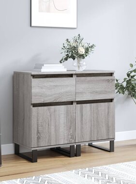 VidaXL Dressoirs 2 st 40x35x70 cm bewerkt hout grijs sonoma
