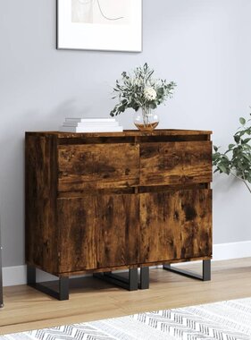 VidaXL Dressoirs 2 st 40x35x70 cm bewerkt hout gerookt eikenkleurig
