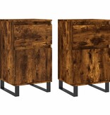 VidaXL Dressoirs 2 st 40x35x70 cm bewerkt hout gerookt eikenkleurig