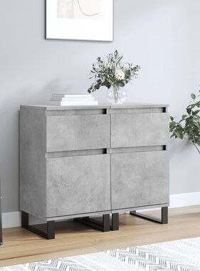 VidaXL Dressoirs 2 st 40x35x70 cm bewerkt hout betongrijs