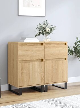 VidaXL Dressoirs 2 st 40x35x70 cm bewerkt hout sonoma eikenkleurig