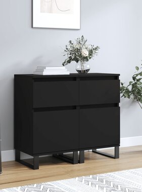 VidaXL Dressoirs 2 st 40x35x70 cm bewerkt hout zwart