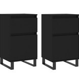 VidaXL Dressoirs 2 st 40x35x70 cm bewerkt hout zwart