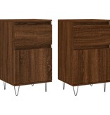 VidaXL Dressoirs 2 st 40x35x70 cm bewerkt hout bruineikenkleurig