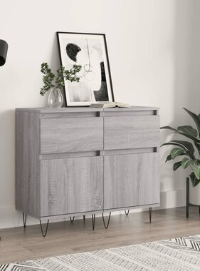 VidaXL Dressoirs 2 st 40x35x70 cm bewerkt hout grijs sonoma