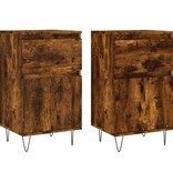 VidaXL Dressoirs 2 st 40x35x70 cm bewerkt hout gerookt eikenkleurig