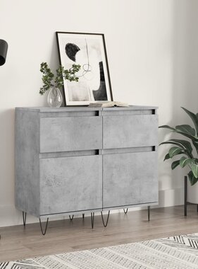 VidaXL Dressoirs 2 st 40x35x70 cm bewerkt hout betongrijs