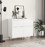 VidaXL Dressoirs 2 st 40x35x70 cm bewerkt hout hoogglans wit