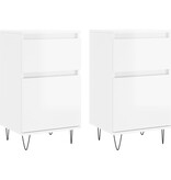 VidaXL Dressoirs 2 st 40x35x70 cm bewerkt hout hoogglans wit