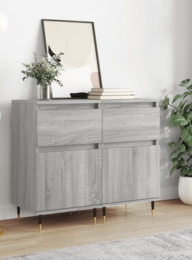 VidaXL Dressoirs 2 st 40x35x70 cm bewerkt hout grijs sonoma