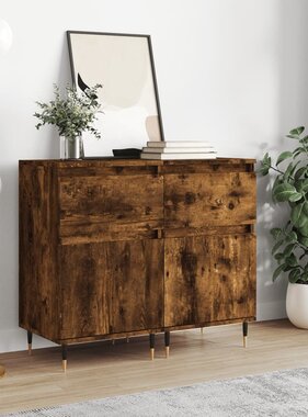 VidaXL Dressoirs 2 st 40x35x70 cm bewerkt hout gerookt eikenkleurig