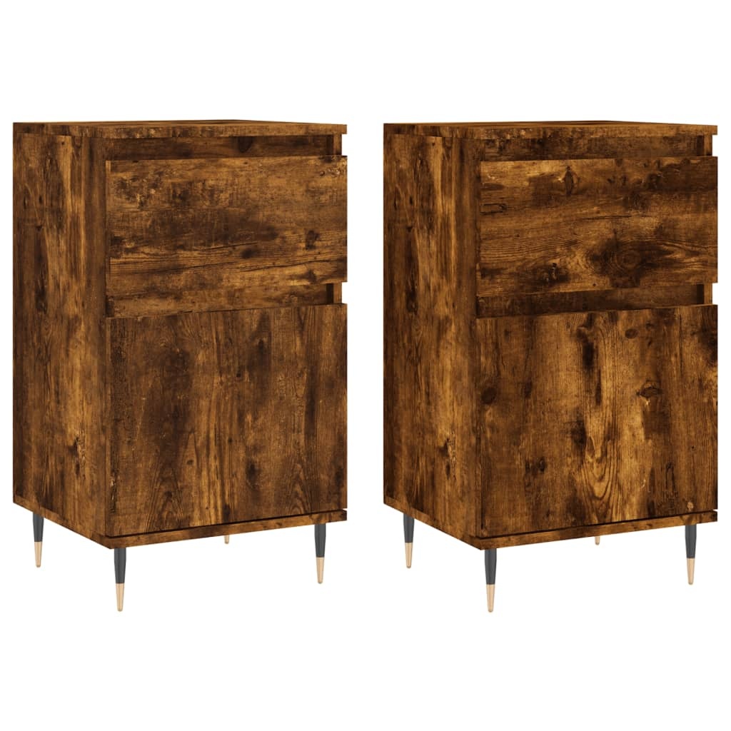 VidaXL Dressoirs 2 st 40x35x70 cm bewerkt hout gerookt eikenkleurig