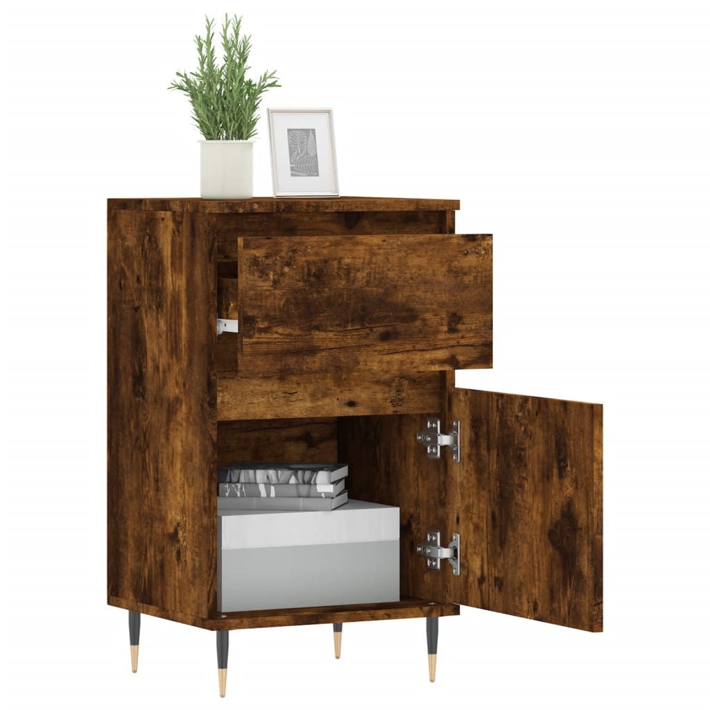 VidaXL Dressoirs 2 st 40x35x70 cm bewerkt hout gerookt eikenkleurig