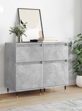 VidaXL Dressoirs 2 st 40x35x70 cm bewerkt hout betongrijs