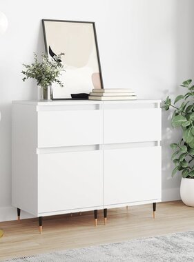 VidaXL Dressoirs 2 st 40x35x70 cm bewerkt hout wit