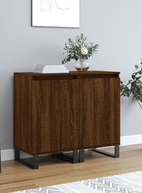 VidaXL Dressoirs 2 st 40x35x70 cm bewerkt hout bruineikenkleurig