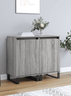 VidaXL Dressoirs 2 st 40x35x70 cm bewerkt hout grijs sonoma