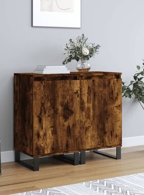 VidaXL Dressoirs 2 st 40x35x70 cm bewerkt hout gerookt eikenkleurig