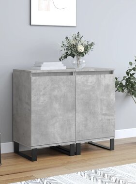 VidaXL Dressoirs 2 st 40x35x70 cm bewerkt hout betongrijs