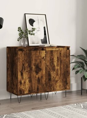 VidaXL Dressoirs 2 st 40x35x70 cm bewerkt hout gerookt eikenkleurig